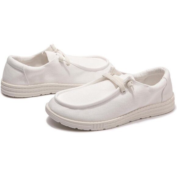 Women's V-White Fashion Casual Walking Canvas Low Top Flats  Sneakers Shoes - Picture 5 of 5